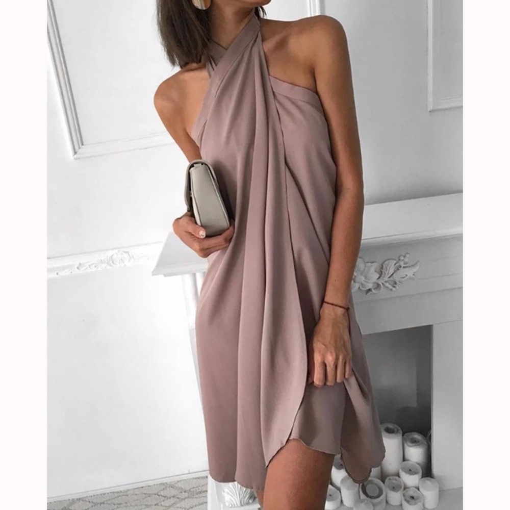 Halter neck summer wrap dress